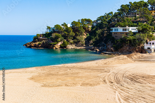 View of the path on the right side of the Sa Riera cove that goes to the S'Antiga cove and the Reina tip, Begur, Costa Brava, Catalonia, Spain