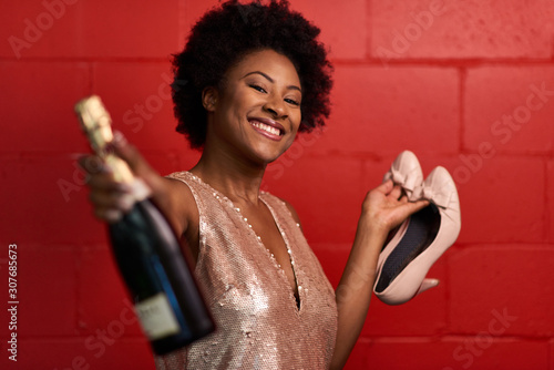 Photography Attractive young african american woman celebrating New year's e