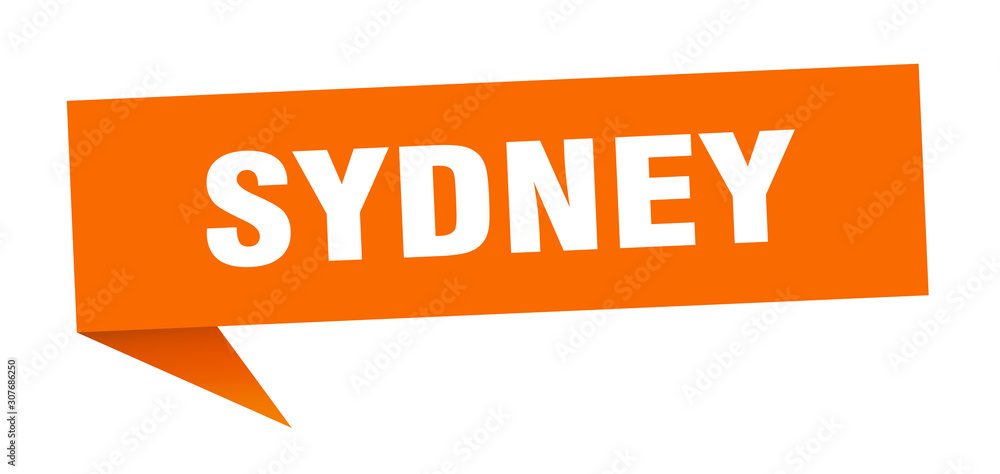 Sydney sticker. Orange Sydney signpost pointer sign Sydney sticker. Orange Sydney signpost pointer sign