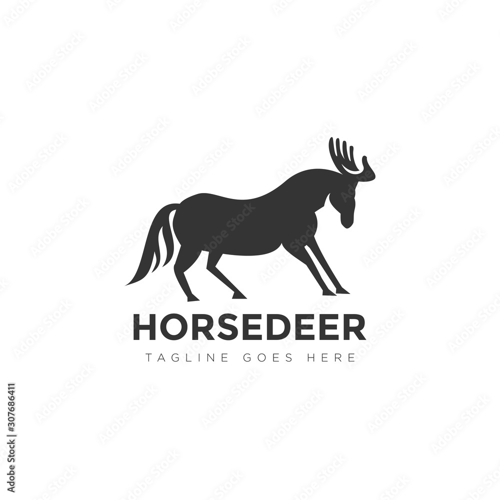 horsedeer logo with horse and horn deer combination vector horsedeer logo with horse and horn deer combination vector