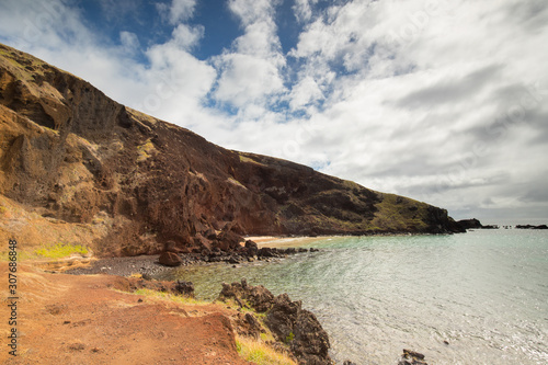 View of Ovahe beach, Easter Island, Chile