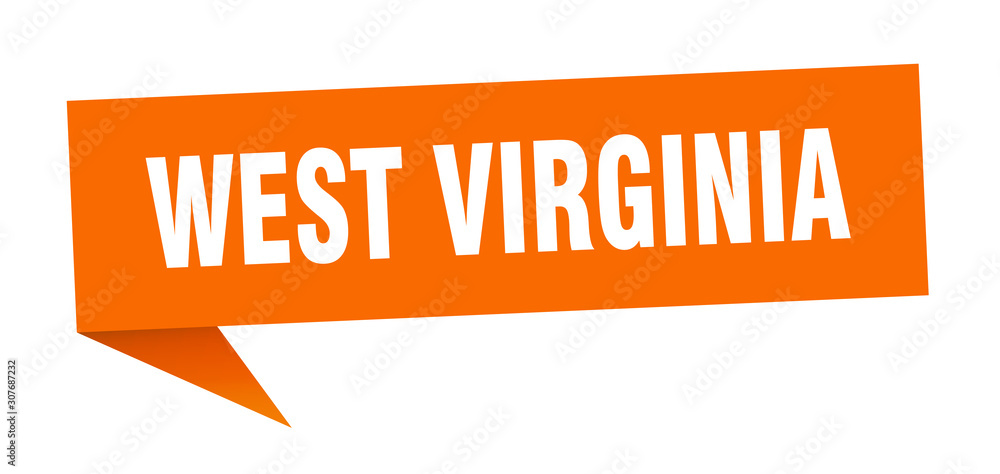 West Virginia sticker. Orange West Virginia signpost pointer sign West Virginia sticker. Orange West Virginia signpost pointer sign