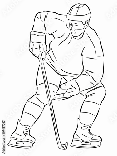 illustration ice hockey player, vector drawing