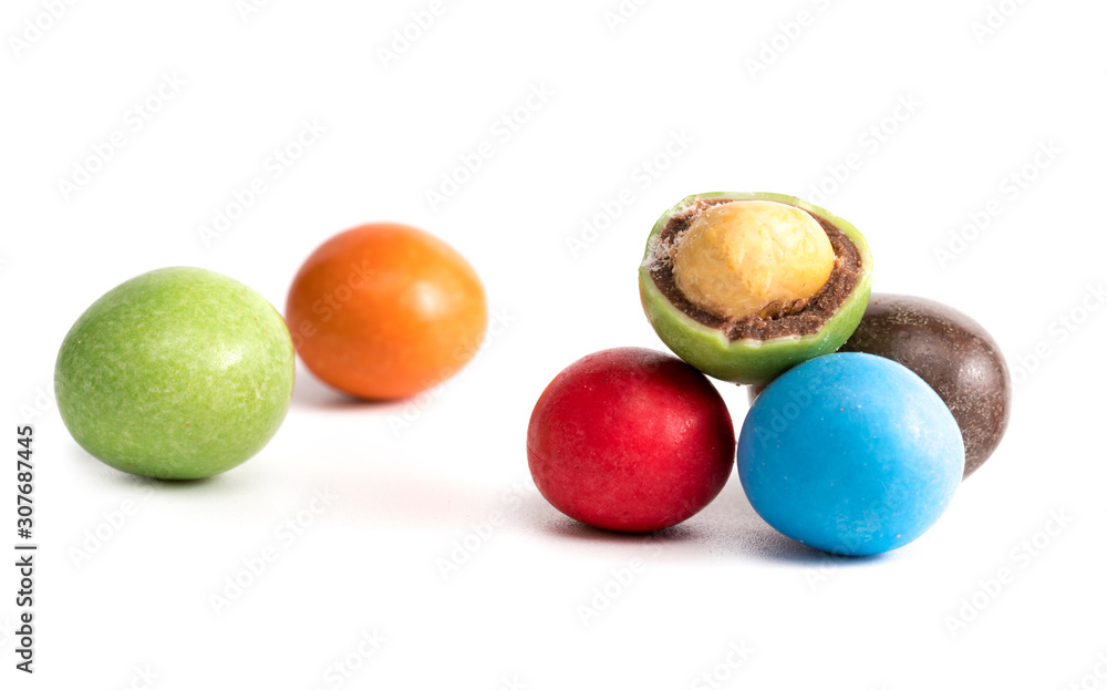 .colored candies on a white background .colored candies on a white background