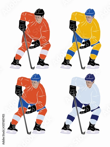illustration ice hockey players, vector drawing
