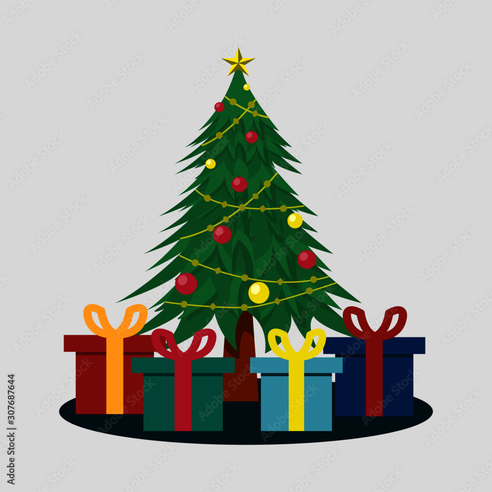 christmas tree and gifts