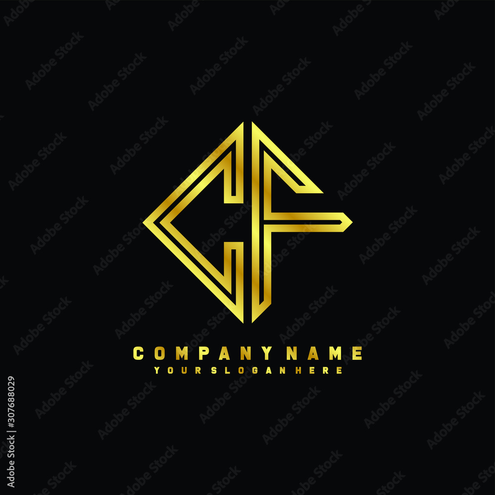 CF initial letter luxury gold line logo CF initial letter luxury gold line logo