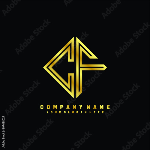 CF initial letter luxury gold line logo