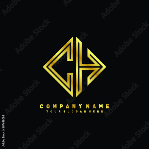 Free Download CH initial letter luxury gold line logo - GFXLoad