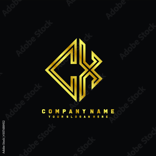 CX initial letter luxury gold line logo