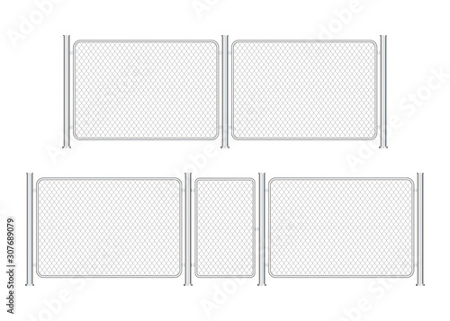 Fence wire metal chain link. Prison barrier, secured property. Vector stock illustration.
