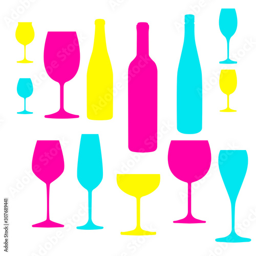 Vector glasses and bottles collection