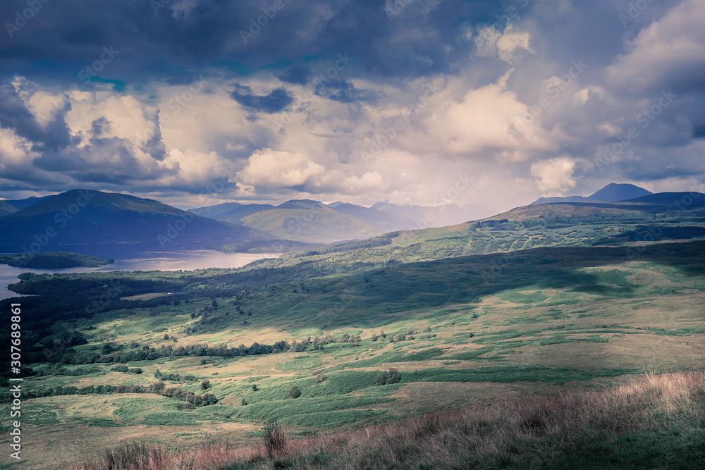 Views to Ben Lomond, Loch Lomond from Conic Hill Scotland.