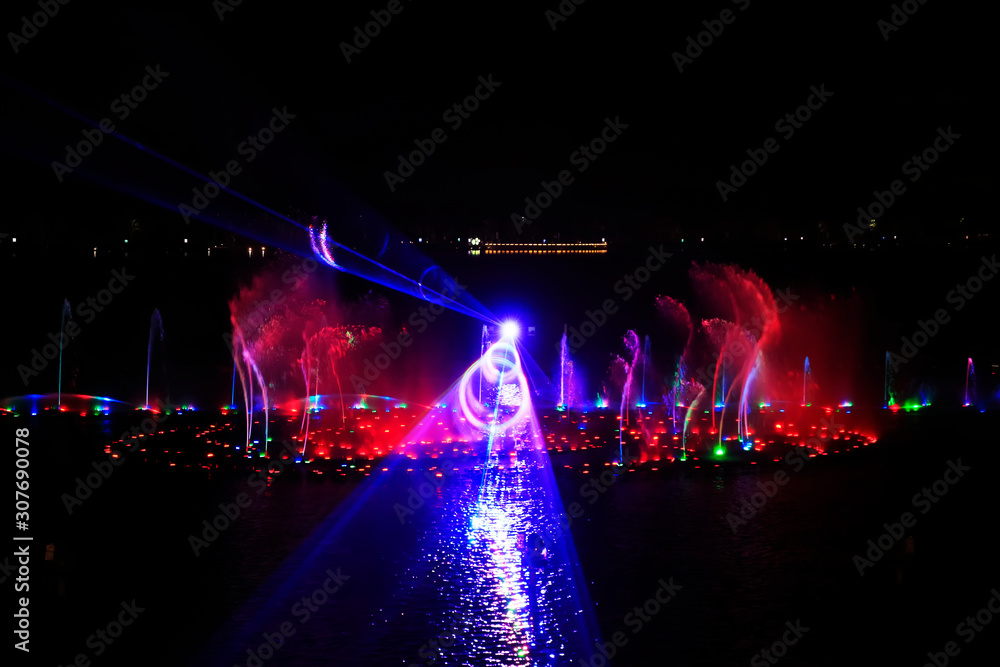 Music fountain water curtain laser