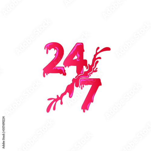 24 hours a day, seven day of the week, vector number illustration, jam sweet texture