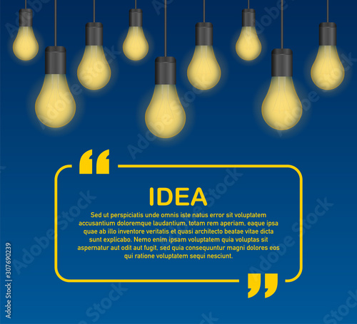 idea quote with light bulb with gears. Vector stock illustration.