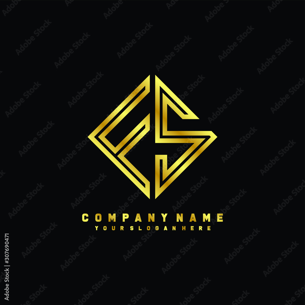 FS initial letter luxury gold line logo FS initial letter luxury gold line logo