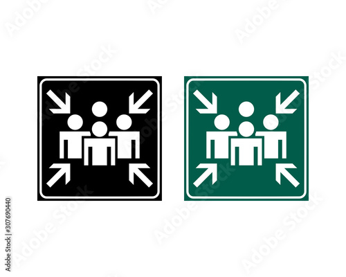 Fire Assembly Point Icon Vector Signage Illustration Design
