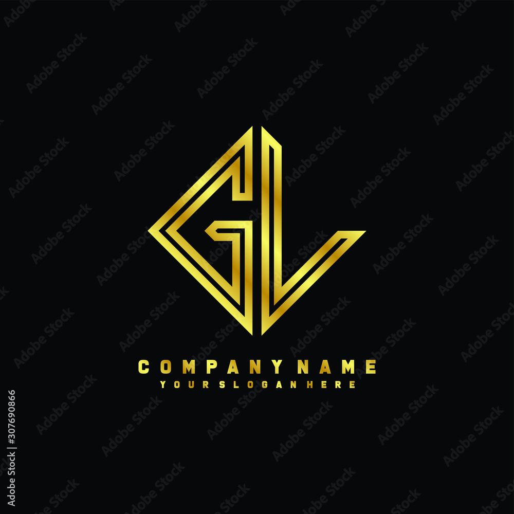 GL initial letter luxury gold line logo GL initial letter luxury gold line logo