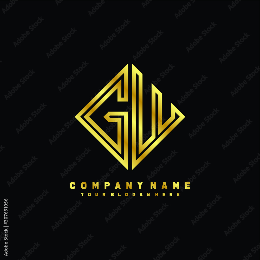 Fototapeta premium GW initial letter luxury gold line logo