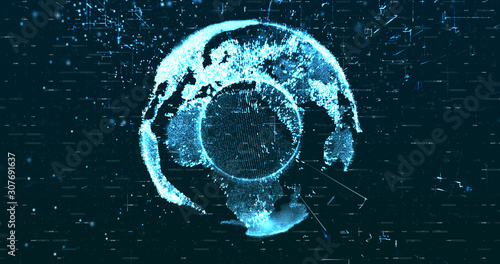 Digital space world 3d data earth background