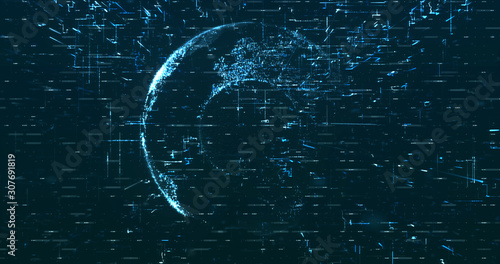 Digital space world 3d data earth background
