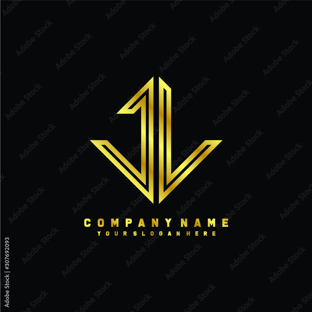 JL initial letter luxury gold line logo JL initial letter luxury gold line logo