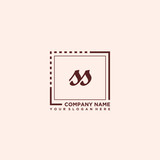 SS Initial handwriting logo concept, with line box template vector