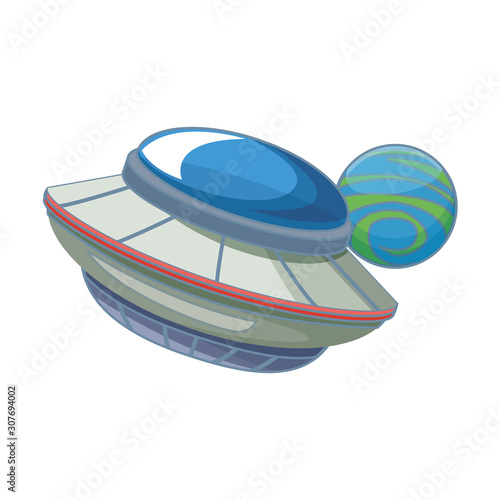 flying saucer and space planet icon