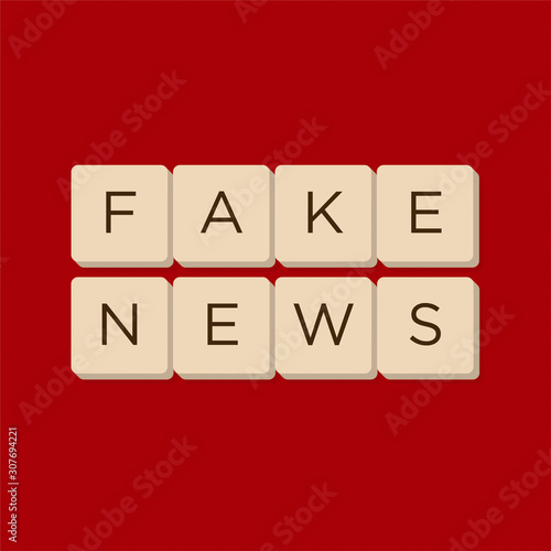 Fake news, fact news in scrabble letters. Isolate vector illustration.