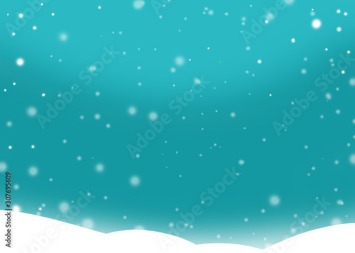 Snow background, blue lanscape.