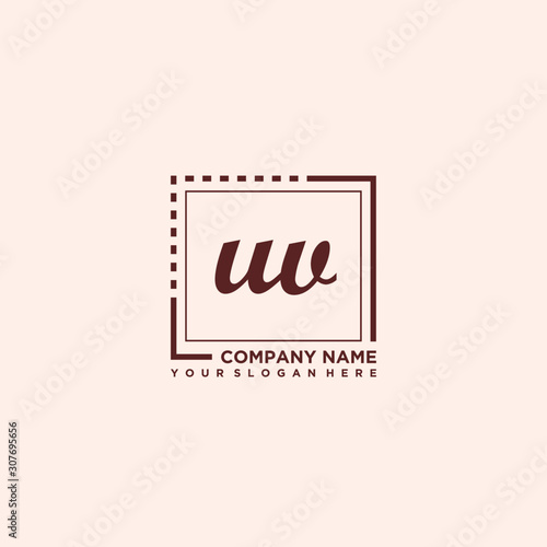 UV Initial handwriting logo concept, with line box template vector