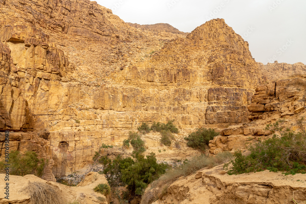 A hiking trail at the Wadi Mujib reserve. Jordan.
