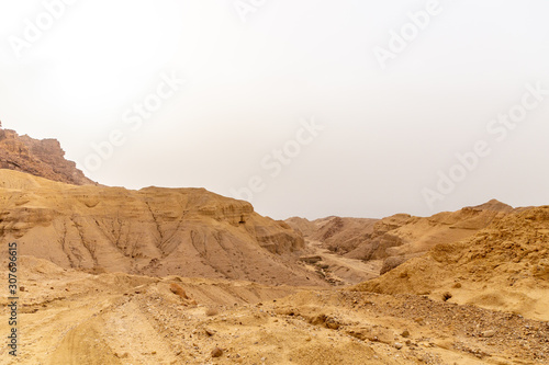 A hiking trail at the Wadi Mujib reserve. Jordan.