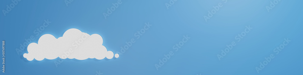 paper cut cloud on blue background, 3d render. paper cut cloud on blue background, 3d render.