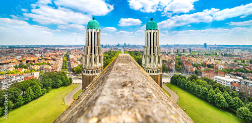 Panorama of Brussels from the National Basilica of the Sacred Heart, Belgium