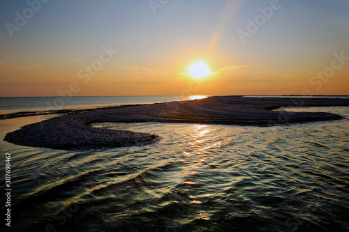 Sunset on the sea coast