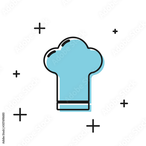 Black Chef hat icon isolated on white background. Cooking symbol. Cooks hat.  Vector Illustration