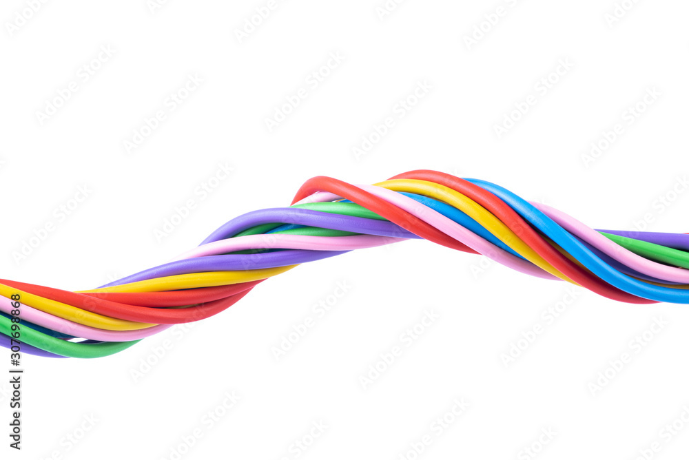 Colorful electrical cable isolated on white background Colorful electrical cable isolated on white background