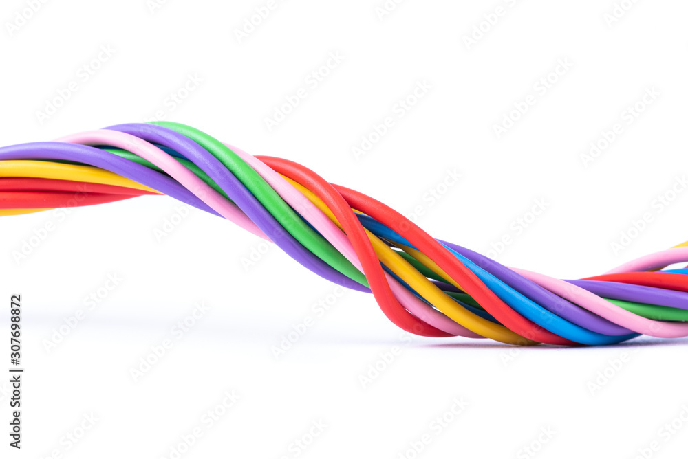 Colorful electrical cable isolated on white background Colorful electrical cable isolated on white background
