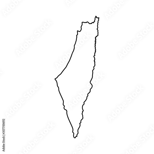 Map of Israel thin lines sign.