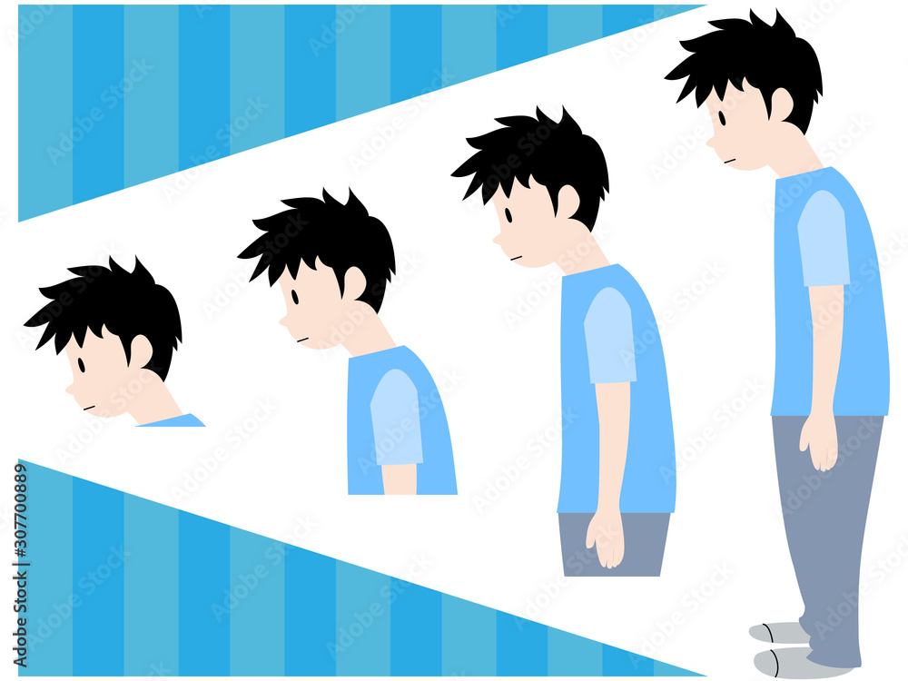 背中を丸めた悪い姿勢のイラスト Stock Vector Adobe Stock