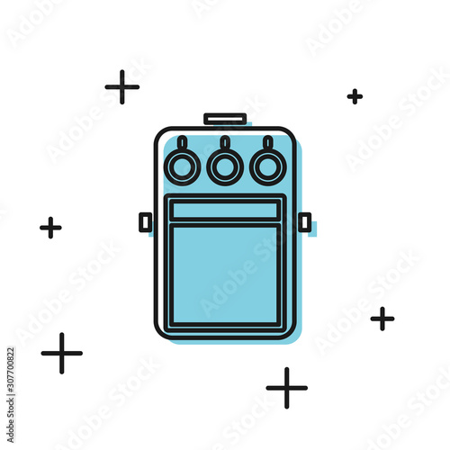 Black Guitar pedal icon isolated on white background. Musical equipment.  Vector Illustration