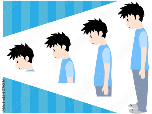 うつむき加減の悪い姿勢のイラスト