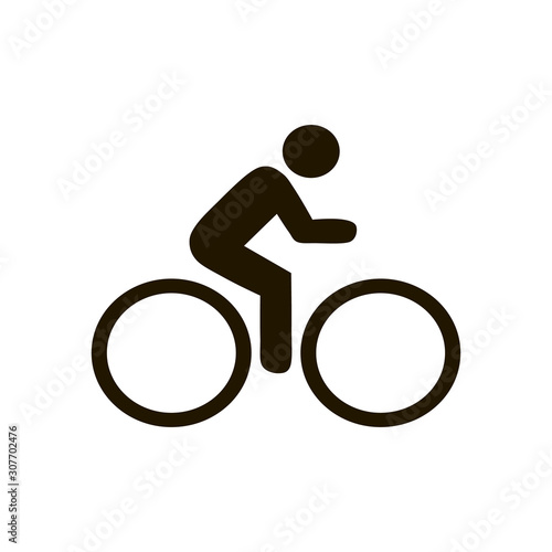 Road cyclist on his bike, abstract vector silhouette, front view