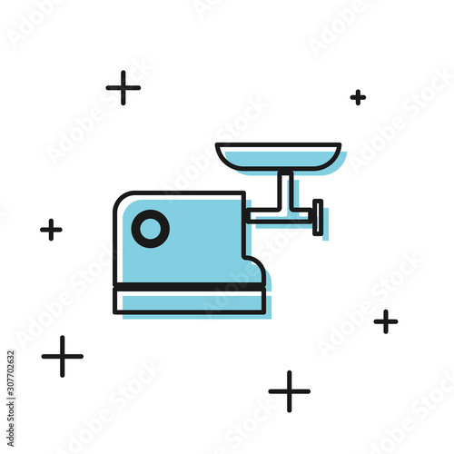 Black Kitchen meat grinder icon isolated on white background. Vector Illustration