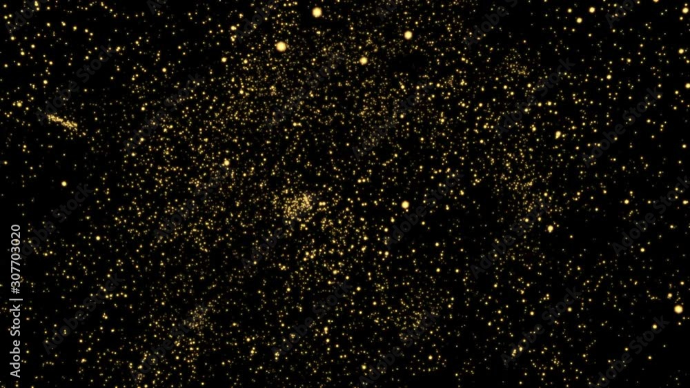 festive digital motion background with massive cloud of bright yellow sparks spinning in a whirlwind in a dark space