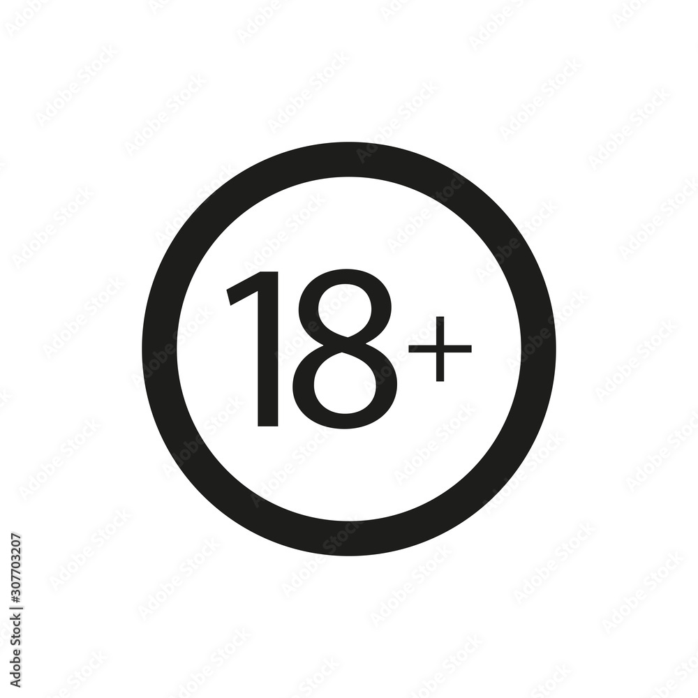 Prohibition sign under 18 years. Simple vector illustration Prohibition sign under 18 years. Simple vector illustration