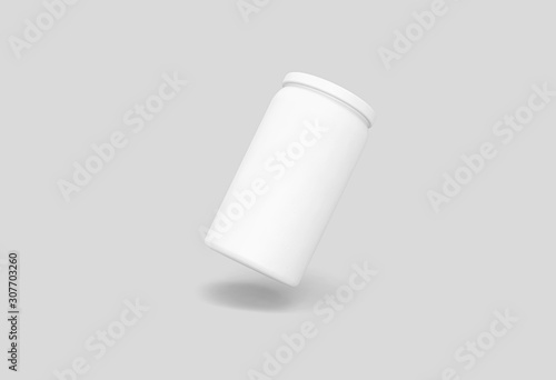 Blank Can packaging Mock up on light gray background.3D rendering