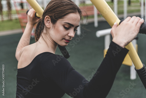 Young girl do sport exersises